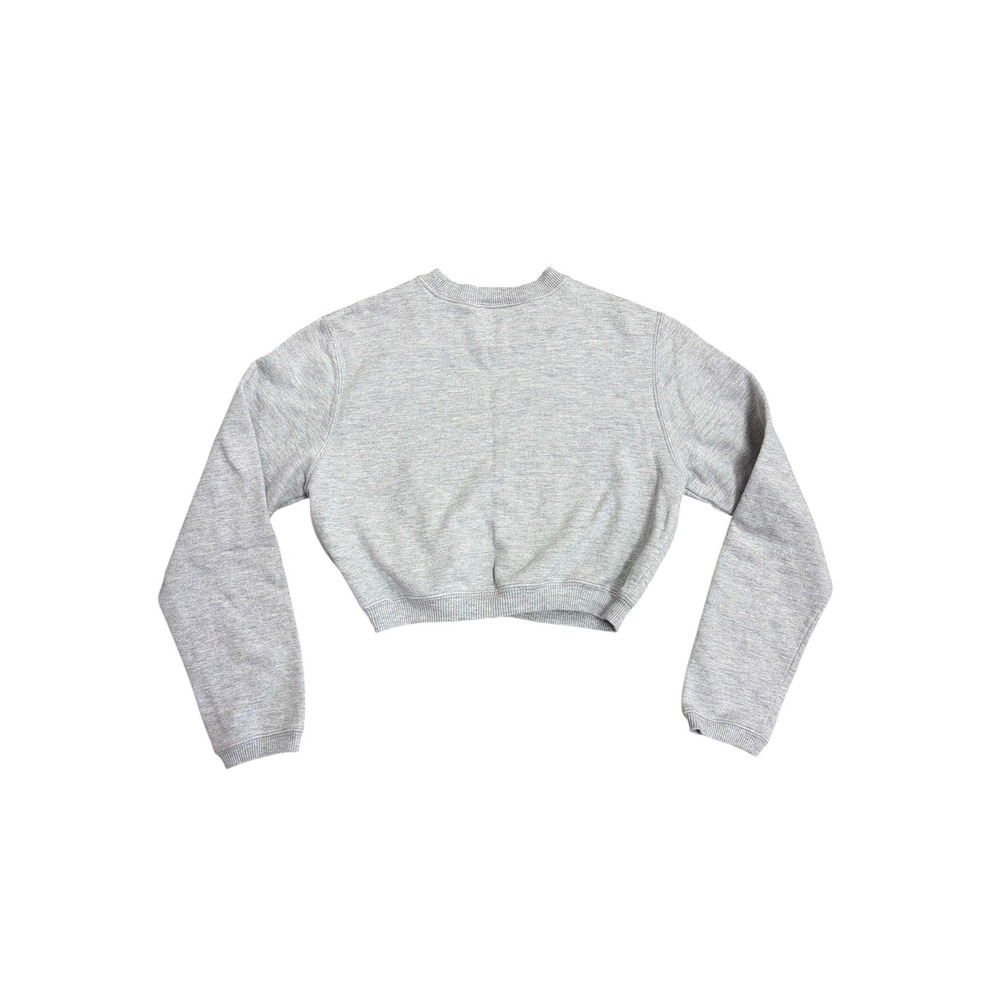 Vintage Esprit Women Grey Cropped Sweatshirt Embroidered Logo Pullover Size S - Picture 2 of 4